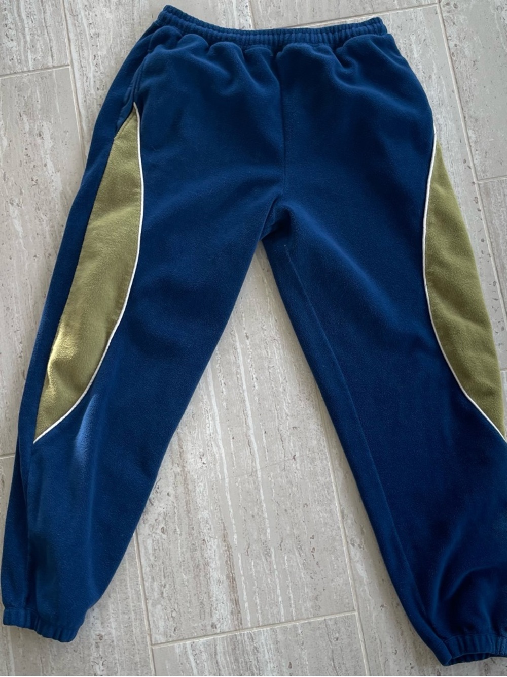 Iets Frans Urban Outfitters Navy Blue Fleece Joggers Olive Side Panels